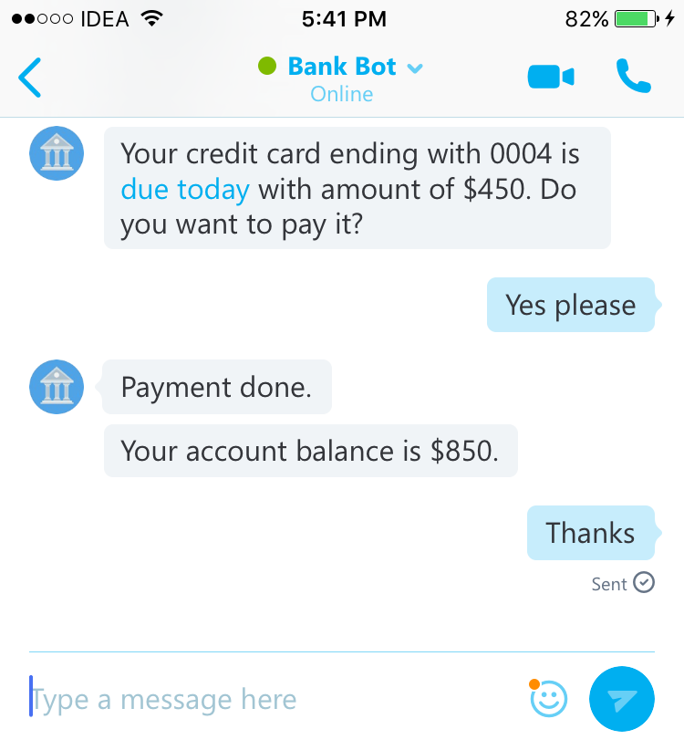 banking bot with alert